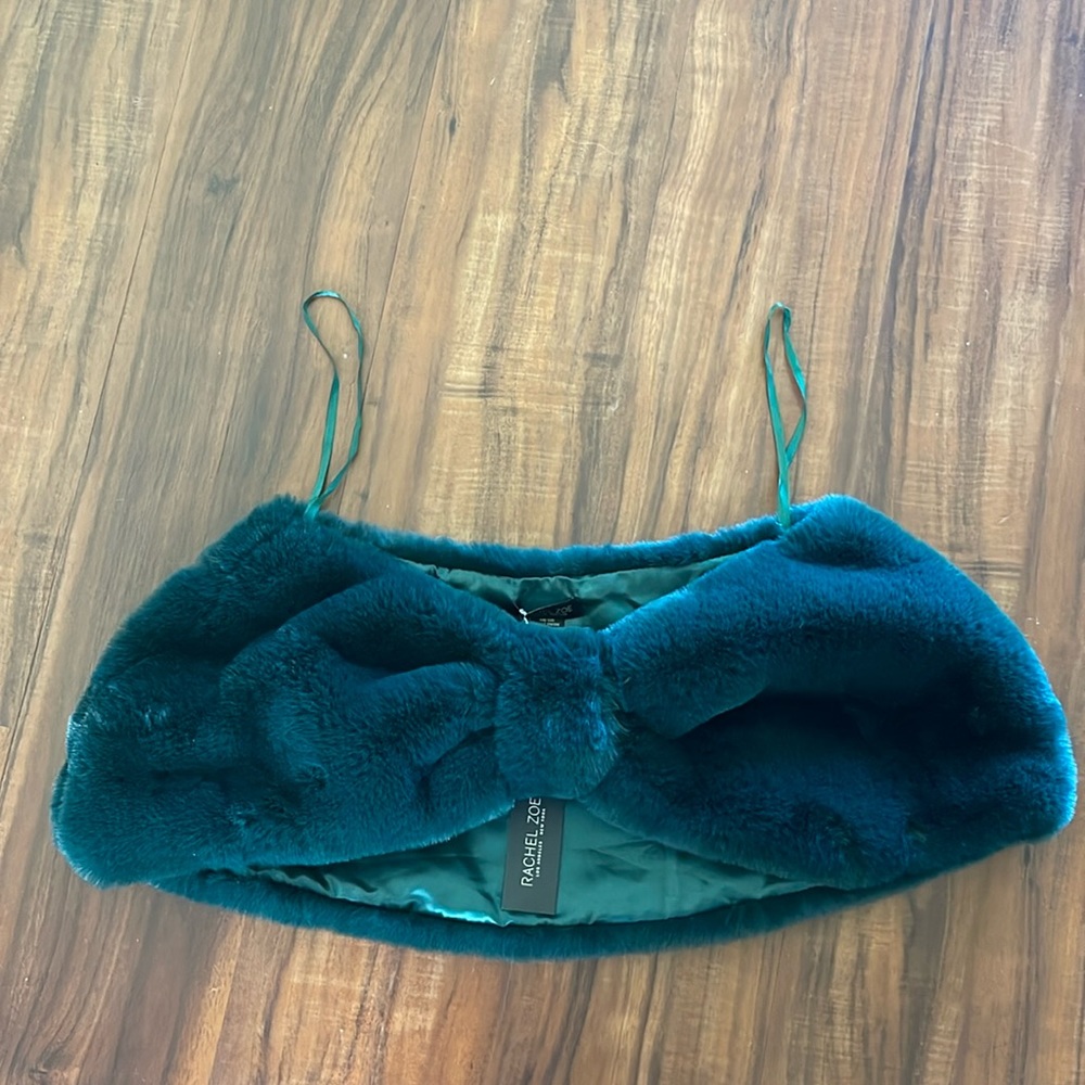 New Faux fur collar cardigan on shoulders Rachel Zoe